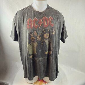 ACDC Highway To Hell Shirt Mens 2XL Gray Band Graphic Tee Classic Rock Music